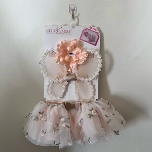 Elly & Emmy Peach Floral Hairband and Tutu Set